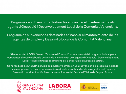 Programa de subvenciones destinadas a financiar el mantenimiento de los agentes de Empleo y Desarrollo Local de la Comunitat Valenciana. EMPA01-2024.